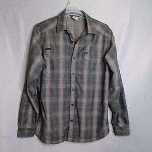 Columbia Shirt Mens XL Gray Plaid Titanium Sherpa Lined Button-Up Long Sleeve